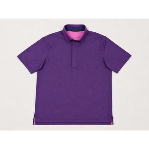Greyson Mens Purple Geometric Print Performance Golf Polo Shirt Size S